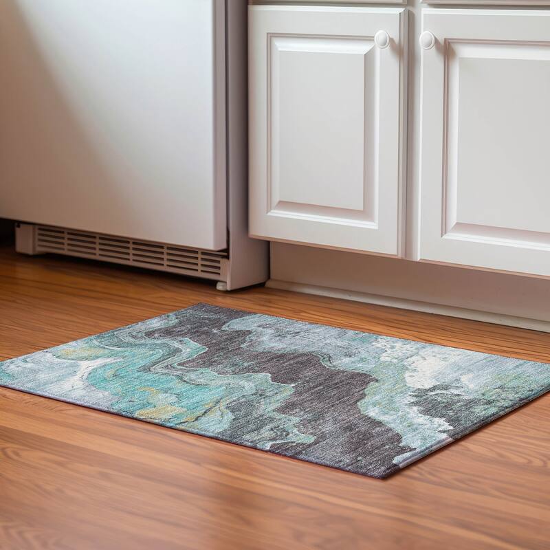Premium Washable Super Soft Mayfield Rug - Teal - 1'8" x 2'6"