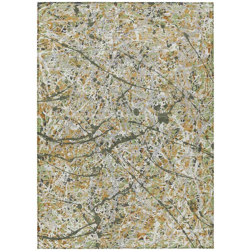 Machine Washable Indoor/ Outdoor Modern Splatter Chantille Rug