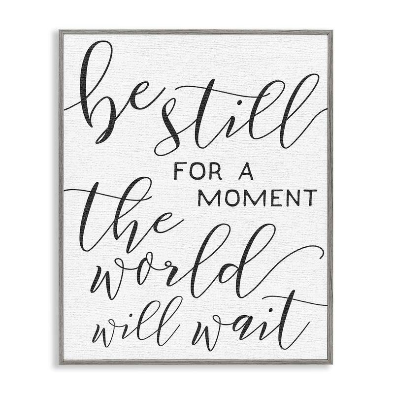 Stupell The World Will Wait Typography Framed Giclee Texture Art - Grey Framed - 11 x 14