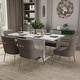 preview thumbnail 44 of 65, 7-Piece Clihome High-gloss Extendable Table Velvet Chair Dining Set Grey