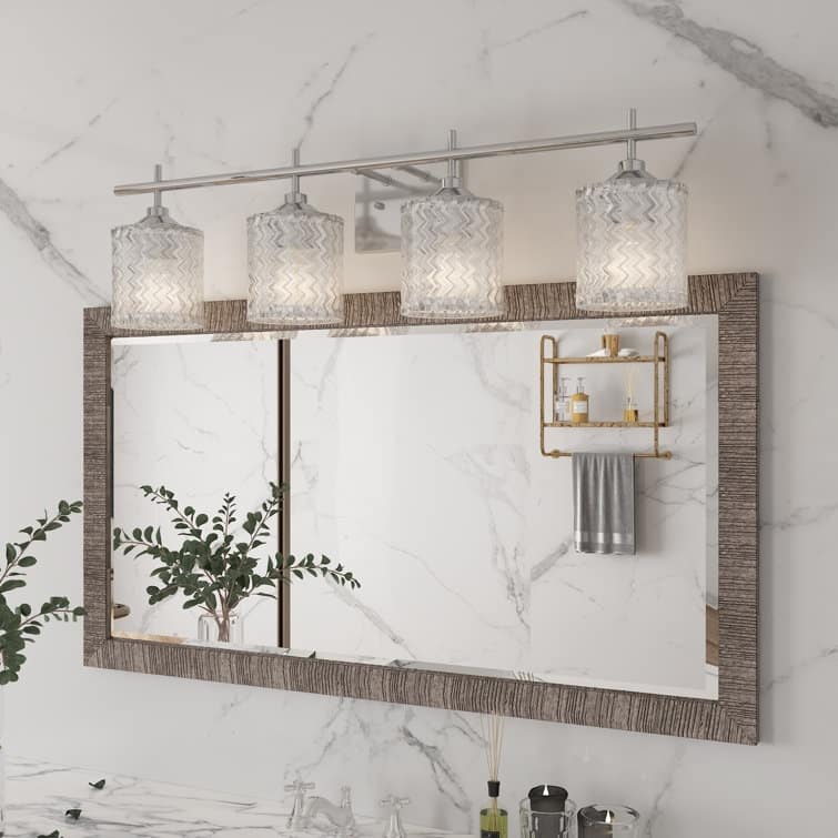 Acroma 4-light Modern Glam Bathroom Vanity Lights with Art Glass - 29 inches - Chrome