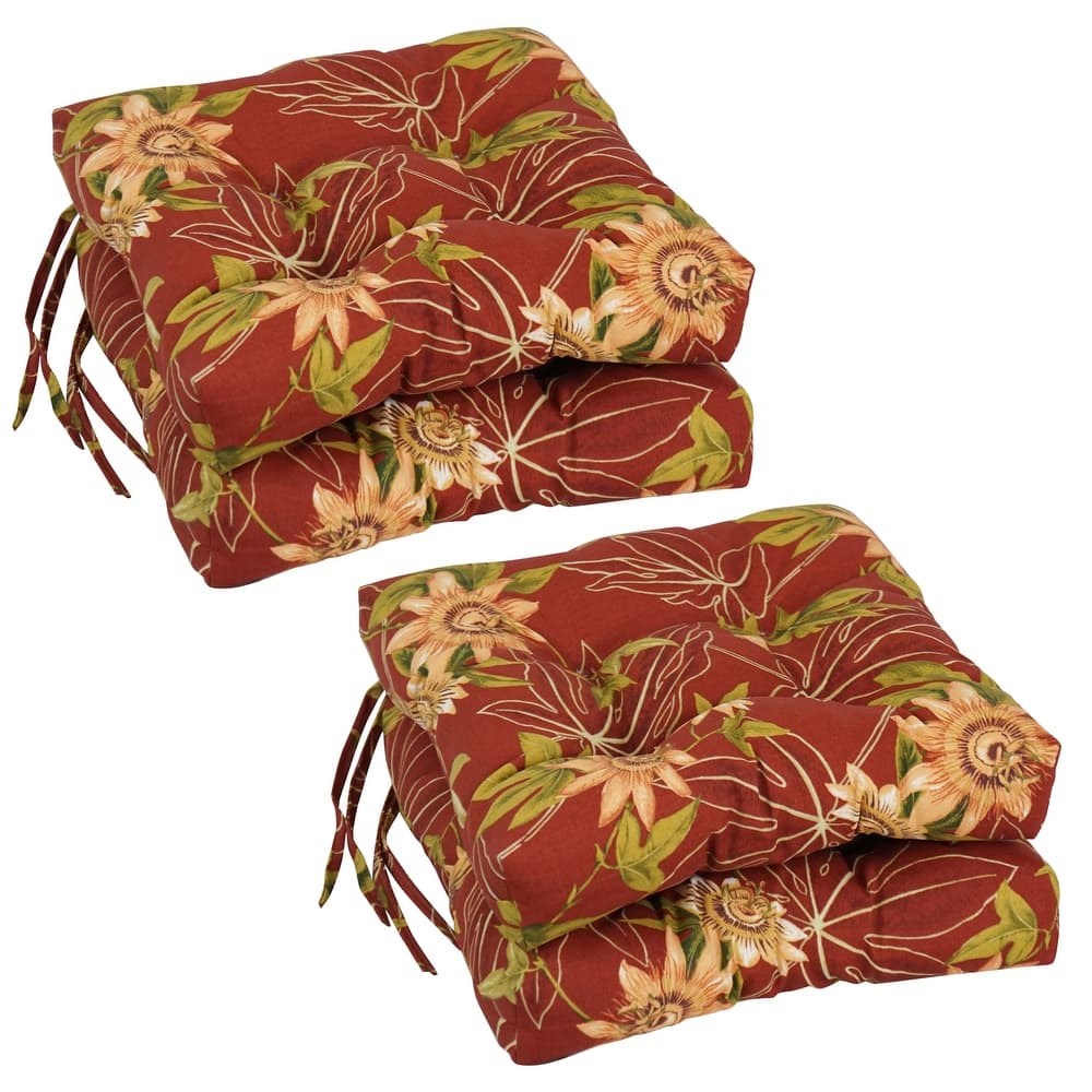 16-inch Square Tufted Indoor/Outdoor Chair Cushions (Set of 4) - 16"