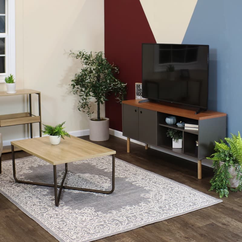 Sunnydaze Mid-Century Modern TV Stand Media Console for 55" TV