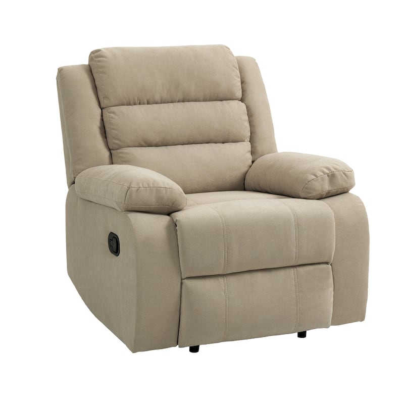 Modern Upholstered Recliner Chair with Adjustable Backrest - Beige Single