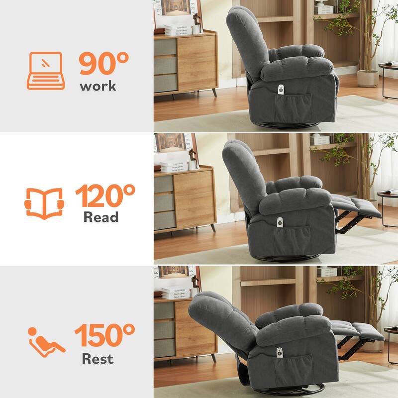 Massage Recliner Chair with Vibration and Lumbar Heating 350LB Capacity Swivel Rocker