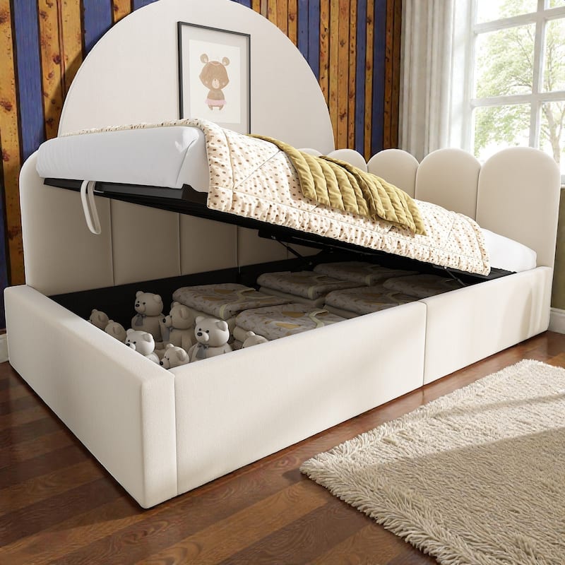 Twin Upholstered Daybed with Hydraulic Storage, Velvet Ottoman Sofa Bed with Metal Slatted Frame for Small Spaces