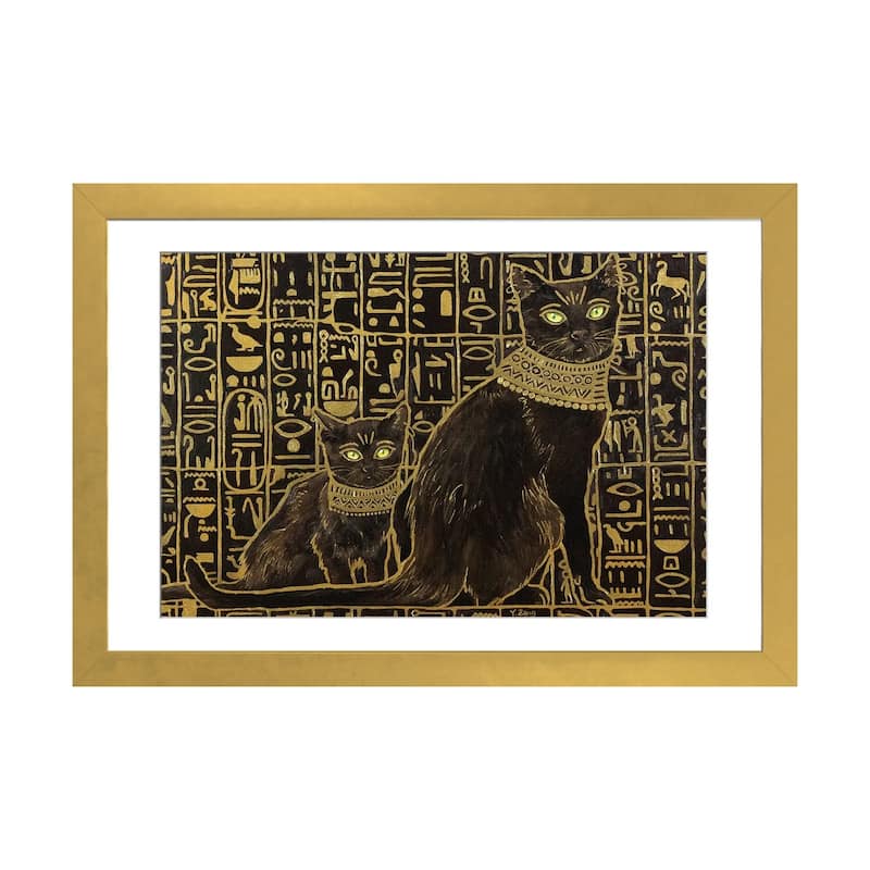 iCanvas "Egyptian Black Cat Apprentice Oil" by Yue Zeng - Gold - 16x24x1