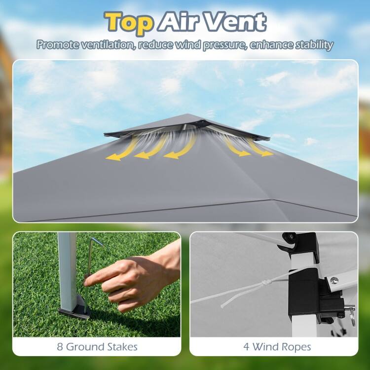 Pop up Gazebo with Portable Carrying Bag 8 Stakes and 4 Wind Ropes