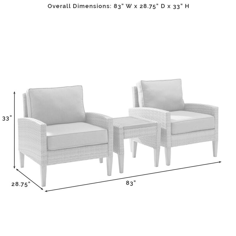 Crosley Capella 3Pc Outdoor Wicker Chair Set