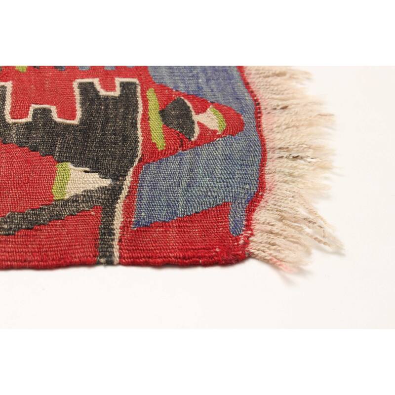 ECARPETGALLERY Flat-Weave Sivas Red Wool Kilim - 4'7 x 9'2