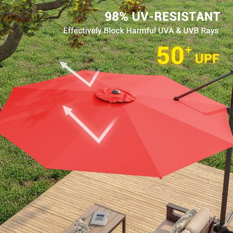 BONOSUKI Outdoor 10Ft Cantilever Offset Patio Umbrella, Hanging Market Umbrella
