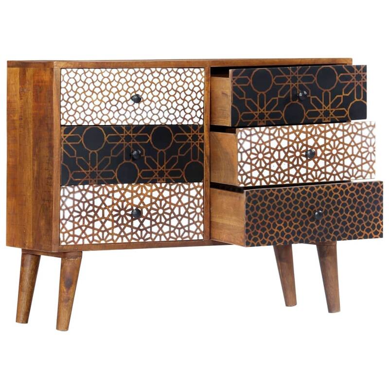 vidaXL Sideboard Drawer Cupboard Sideboard Buffet Cabinet Solid Wood Mango - 35.4" x 11.8" x 27.6" (W x D x H)