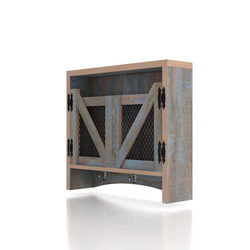 DH BASIC Farmhouse Blue Entryway Wall Organizer with Hooks by Denhour