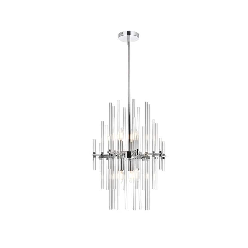 Samuel 17 inch Crystal Rod Pendant - N/A - Chrome