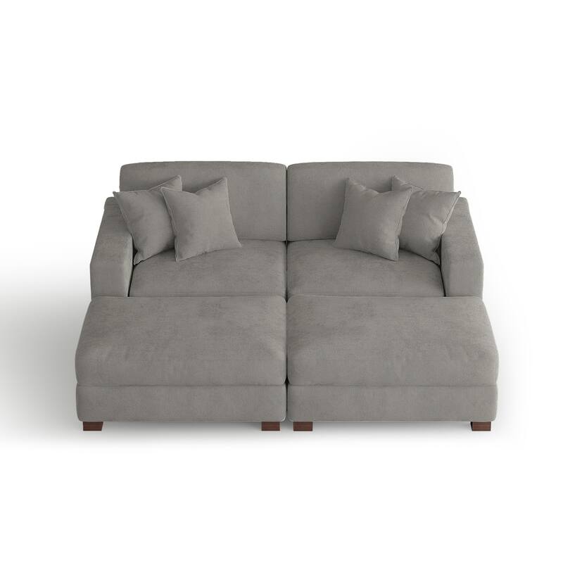Modern Chenille Oversized Modular Sectional Sofa with 2 Ottoman