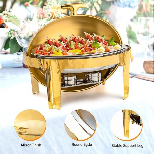6QT Gold Oval Stainless Steel Chafing Dishes - N/A - Bed Bath