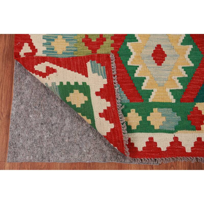 Hand Woven Oriental 100% Wool Carpet Southwestern All-Over Multi-Colored Kilim Area Rug - 7' 9'' X 5' 10''