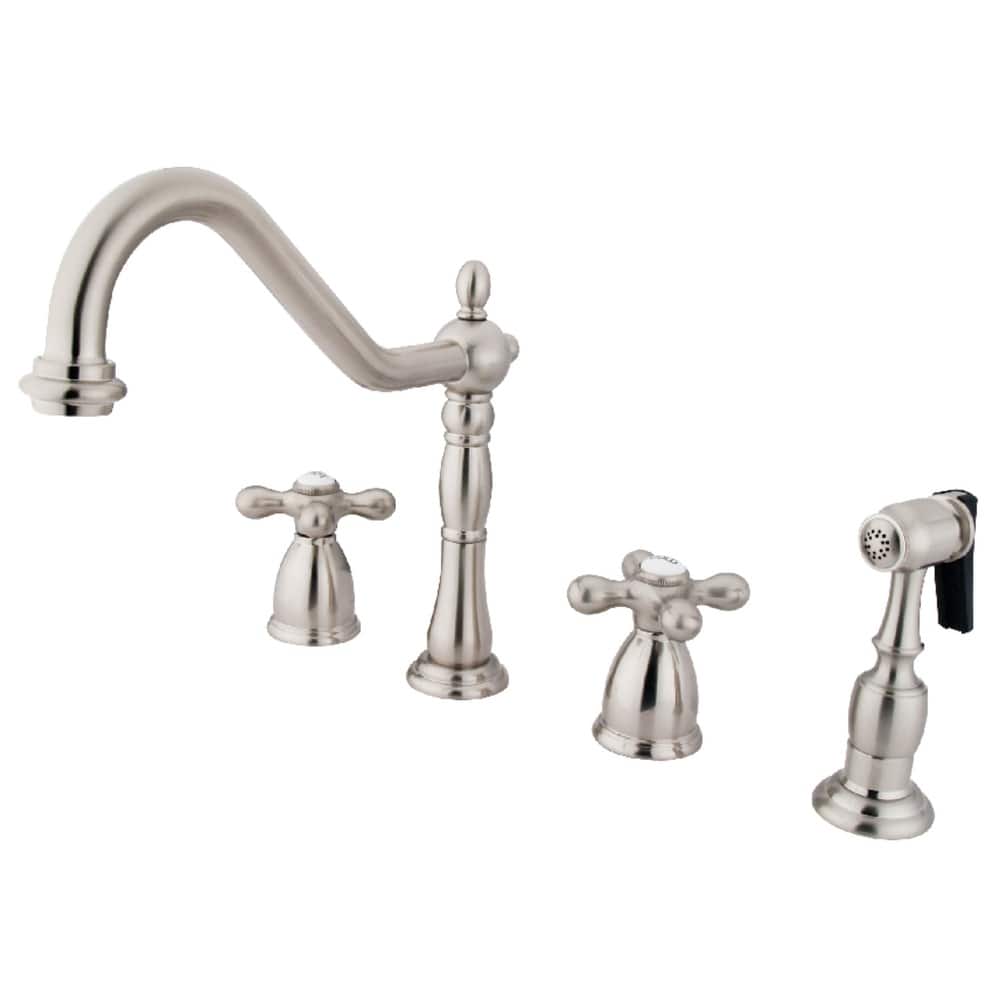 Kingston Brass Heritage 8-Inch Widespread Kitchen Faucet with Brass Sprayer