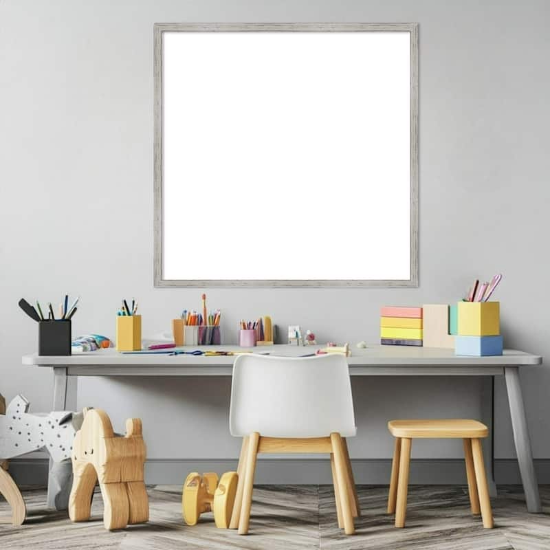 Amanti Art Shiplap White Narrow Framed Dry Erase Magnetic Board