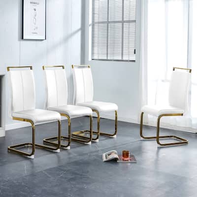 Dining Chair,PU Faux Leather High Back Upholstered Side Chair,Set of 4