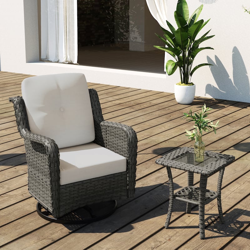 Outdoor Rattan Rocker Wicker Swivel Rocking Chair