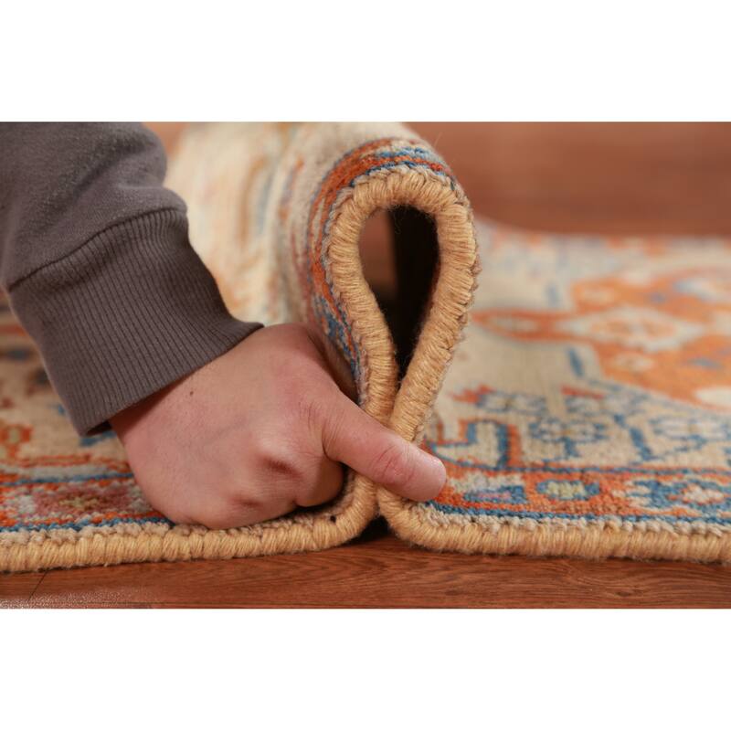 Hand Knotted Oriental 100% Wool Carpet Transitional Medallion Peach Oushak Area Rug - 5' 11'' X 2' 6''