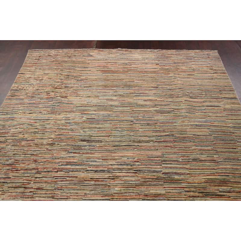 Stripe Abstract Gabbeh Kashkoli Oriental Area Rug Handmade Wool Carpet - 6'4" x 9'7"