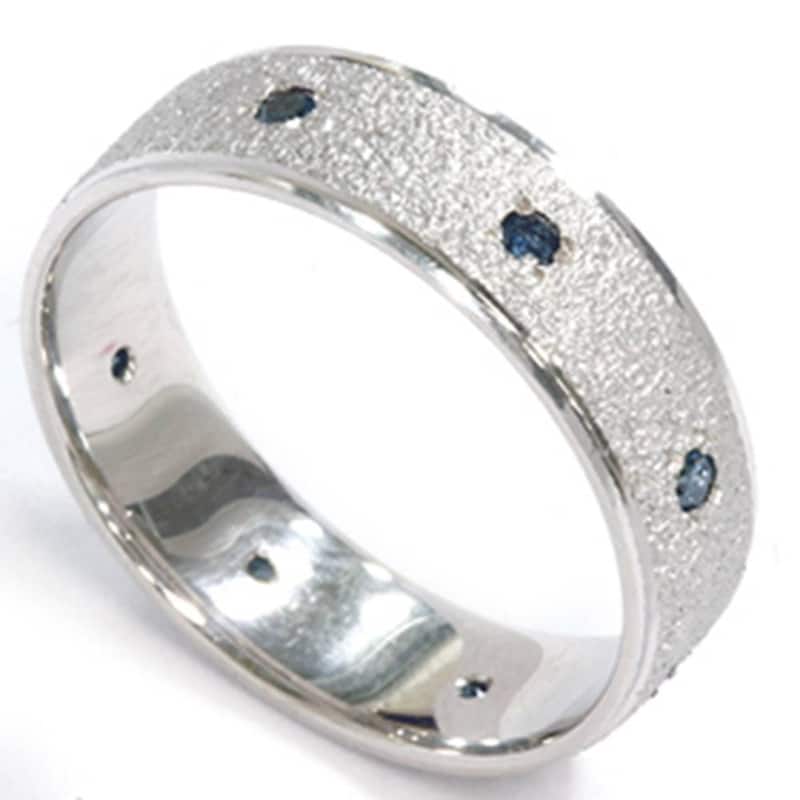 Mens White Blue Diamond 1/3ct Stone Finish Wedding