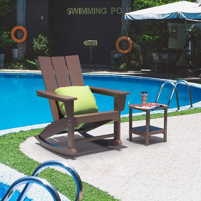 Weather-Resistant HDPE Outdoor Side Table - Modern Patio Accent Furniture - 8' x 10'