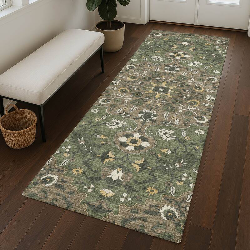 Machine Washable Indoor/ Outdoor Traditional Savannah Chantille Rug