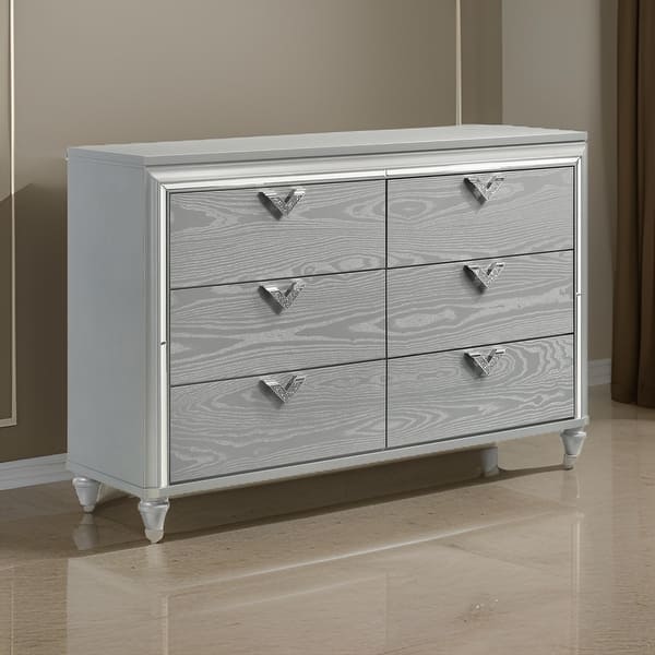 gray dresser with silver pulls Furniture of America Daphne Gray Dresser