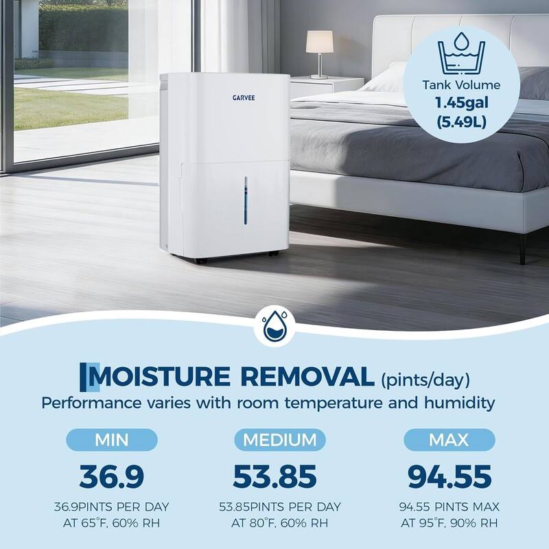 35 Pints Dehumidifier with Auto Defrost, 24H Timer, Auto Shut off for Home Bedroom 4500 Sq. Ft.