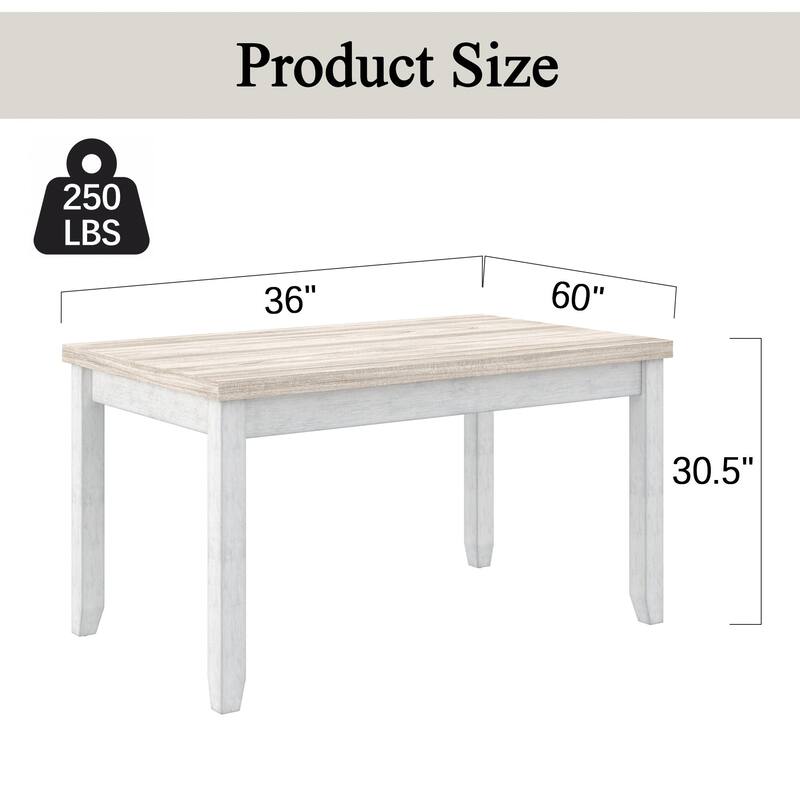 Javlergo 60-inch Modern Rectangular Solid Wood Dining Table with 4 Drawer Spaces
