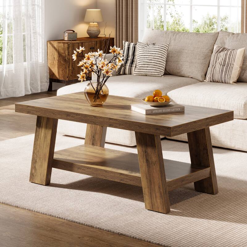 Farmhouse Coffee Table, 47.24-Inch Center Table - Wood