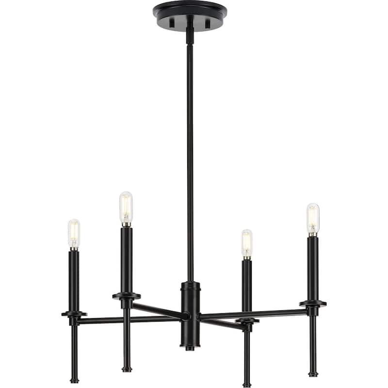 Elara Collection Four-Light New Traditional Matte Black Chandelier Light - 22.87 in x 22.87 in x 10.37 in - 22.87 in x 22.87 in x 10.37 in