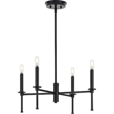 Elara Collection Four-Light New Traditional Matte Black Chandelier Light - 22.87 in x 22.87 in x 10.37 in