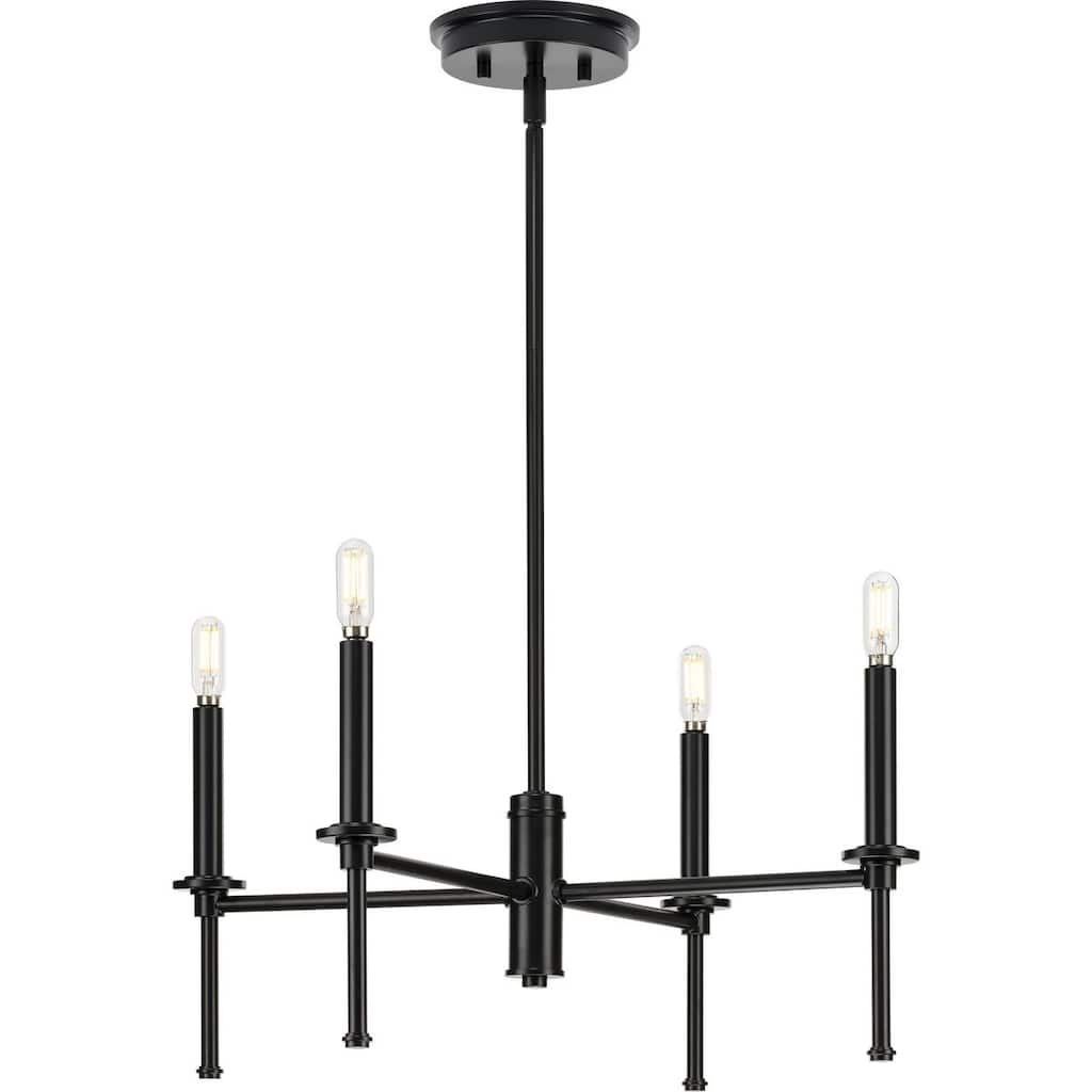 Elara Collection Four-Light New Traditional Matte Black Chandelier Light - 22.87 in x 22.87 in x 10.37 in