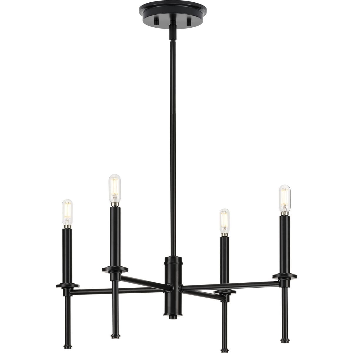 Progress Lighting Elara Collection Four-Light New Traditional Matte Black Chandelier Light - 22.87 in x 22.87 in x 10.37 in