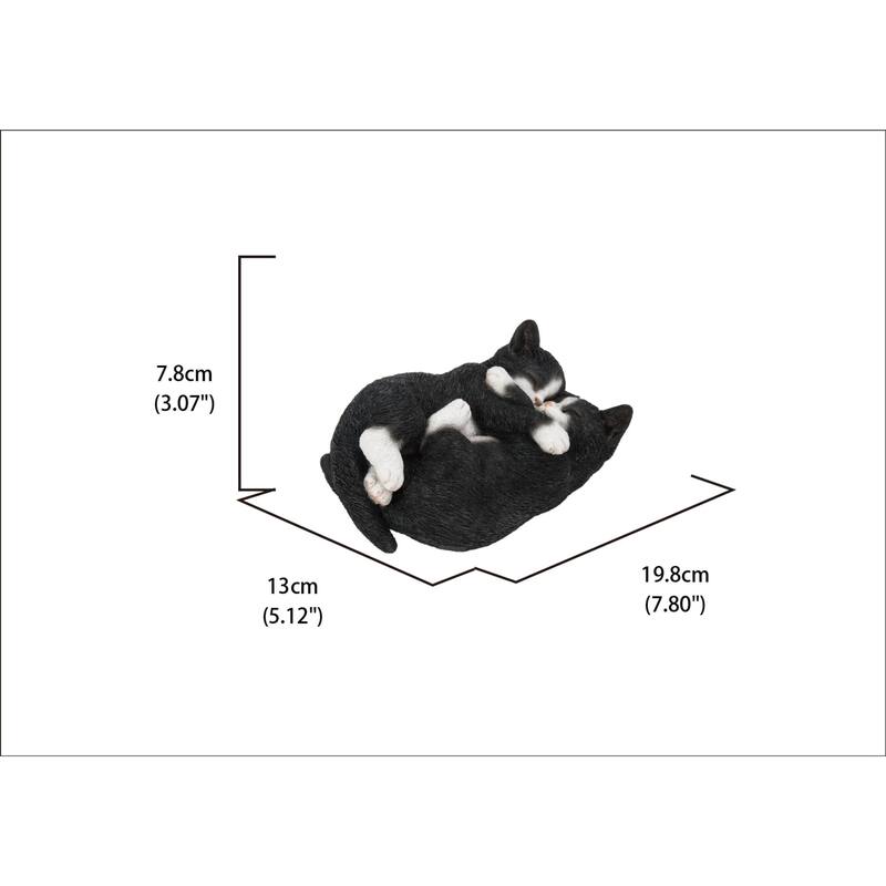 Cat Napping Couple Tuxedo Cats Outdoor Garden Statue - 7.75"