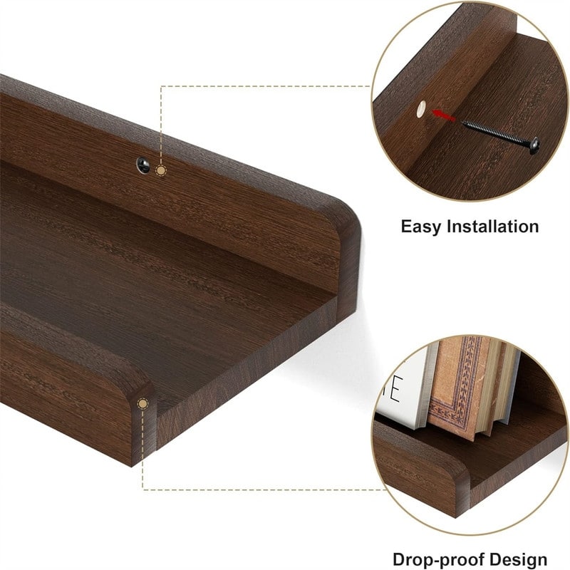 36 Inch Long Floating Shelves Wall Mounted Set of 2 - 36"D x 5.9"W x 1.6"H