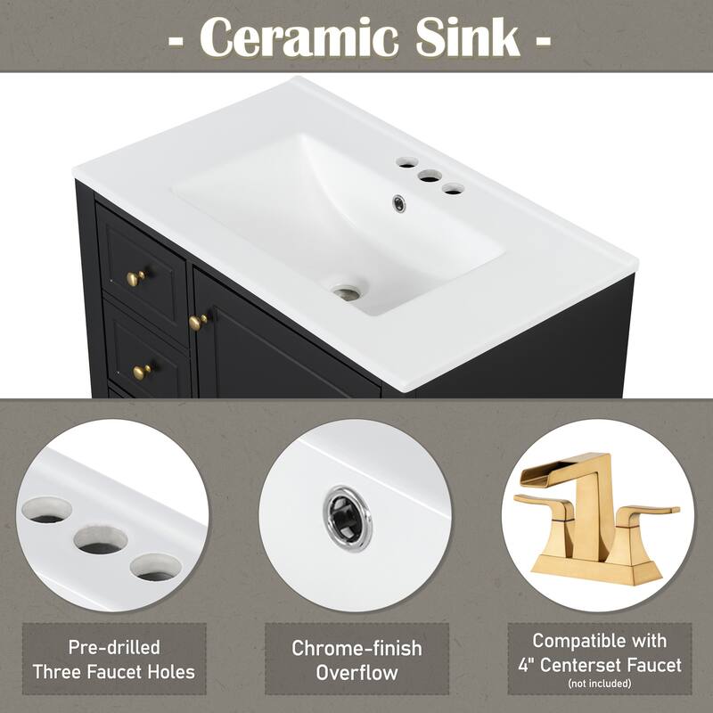 Bathroom Vanity with Sink,Shelf and Drawers