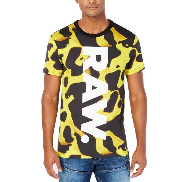 yellow and black graphic tee