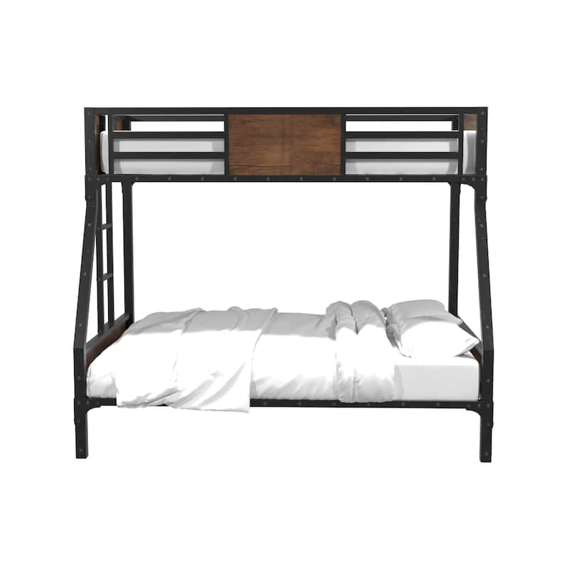 Furniture of America Jown Modern Two-Tone Metal Bunk Bed with Attached Side Ladder