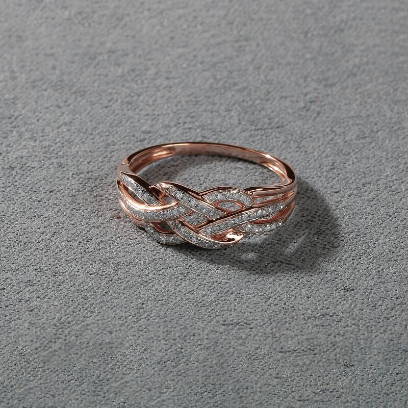 IGI Certified 1/5ct TDW Diamond Swirling Band in 10K Rose Gold for Women - Rose gold