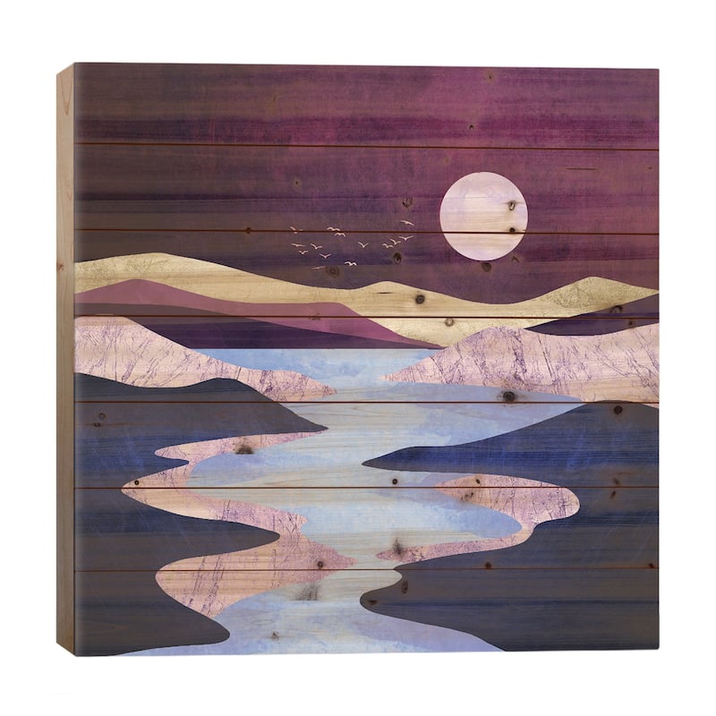 Periwinkle River Print On Wood by SpaceFrog Designs - Multi-Color - 26x26x1.5
