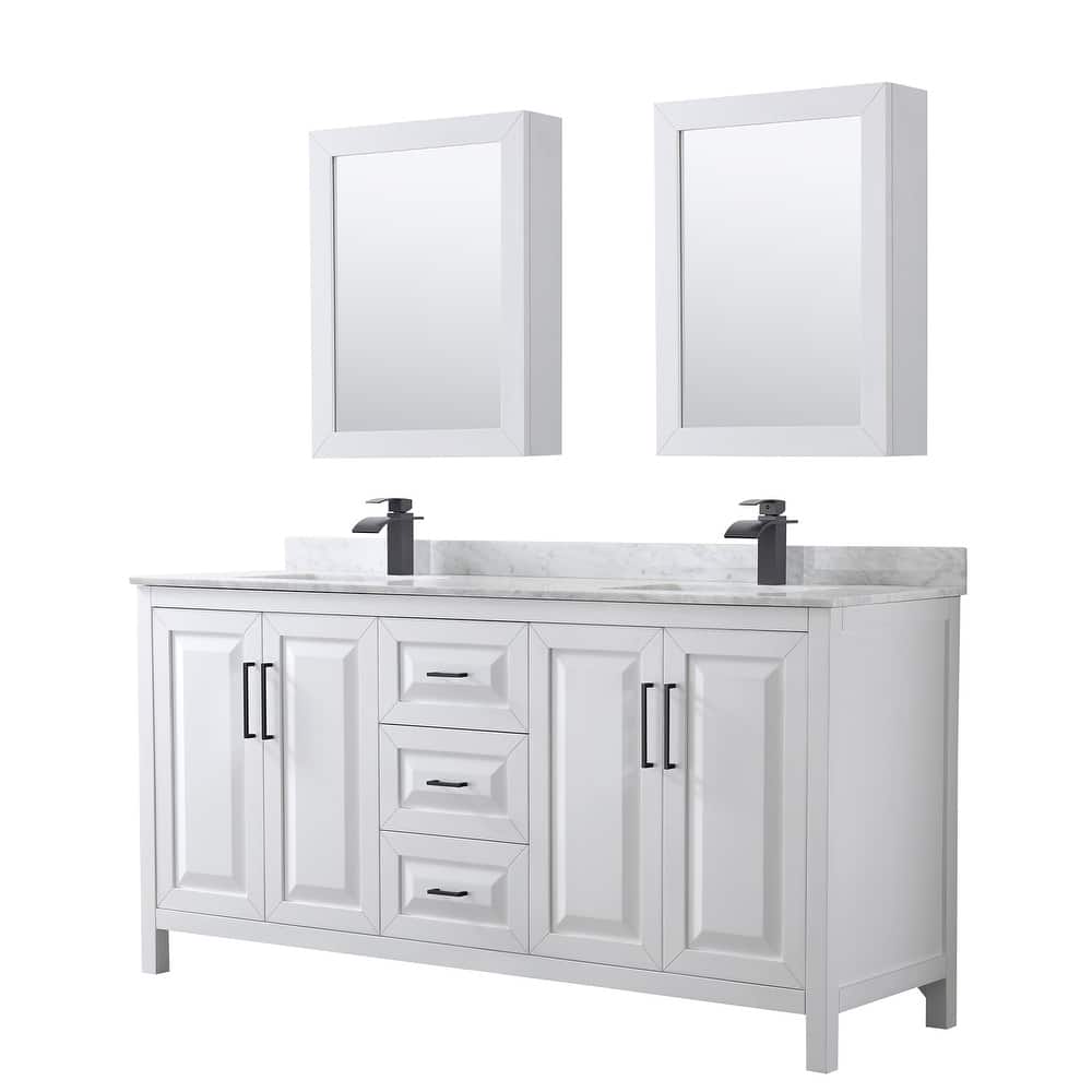 Daria 72-inch Double Vanity, Marble Top, Medicine Cabinets