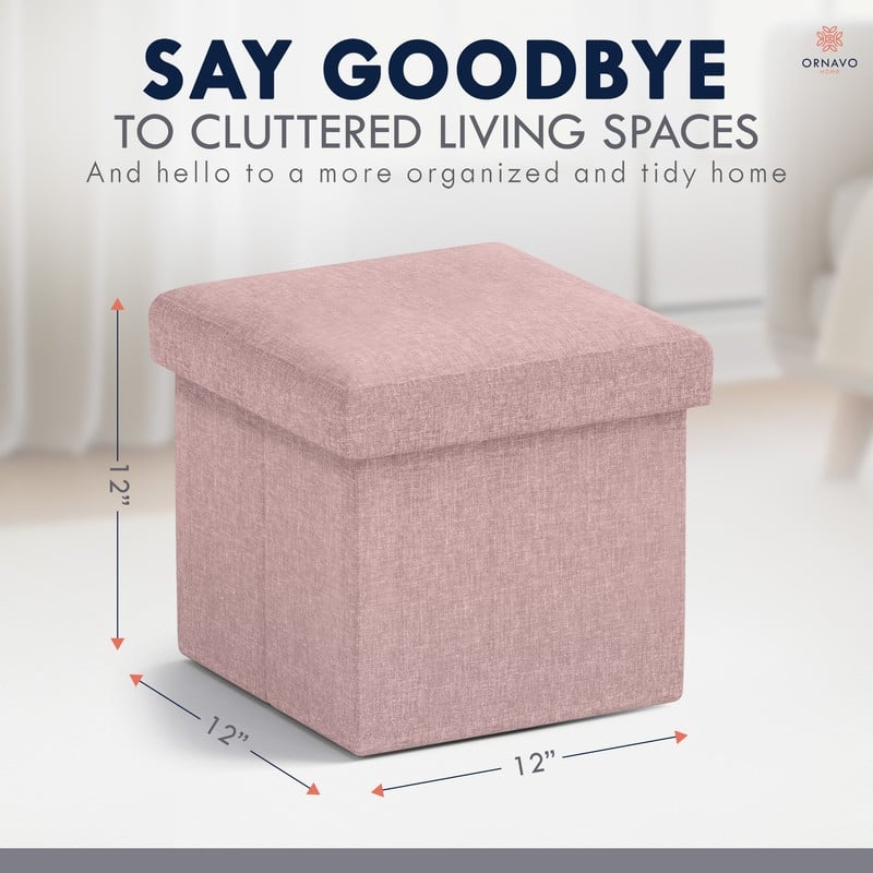 2 Pack Small Foldable Square Storage Ottoman Cube