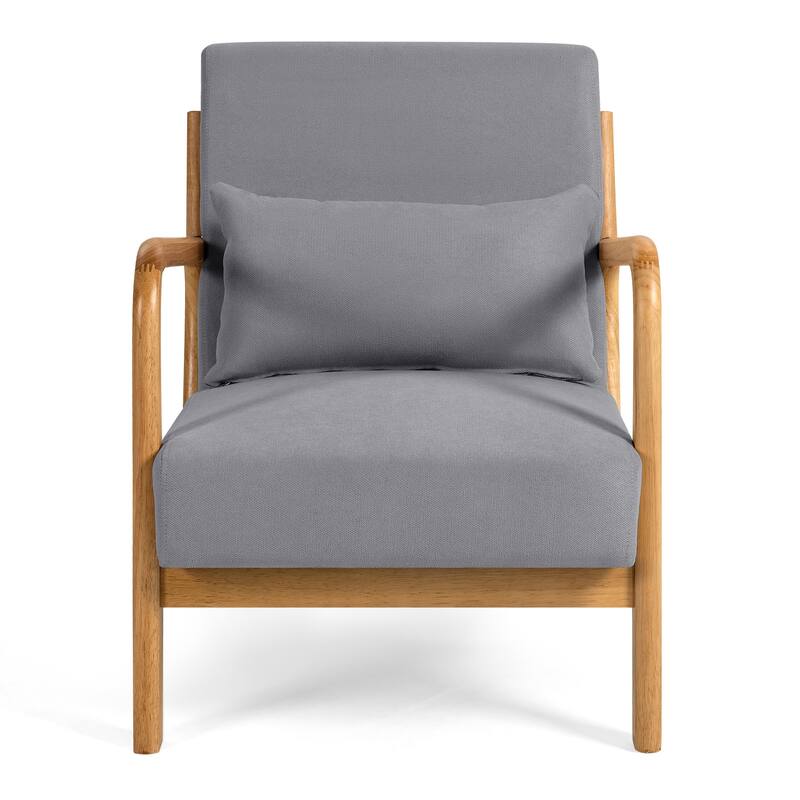Leisure Chair with Solid Wood Armrest and Feet