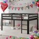preview thumbnail 11 of 26, Full Size Low Loft Bed with inclined Ladder and Guardrails, White Espresso