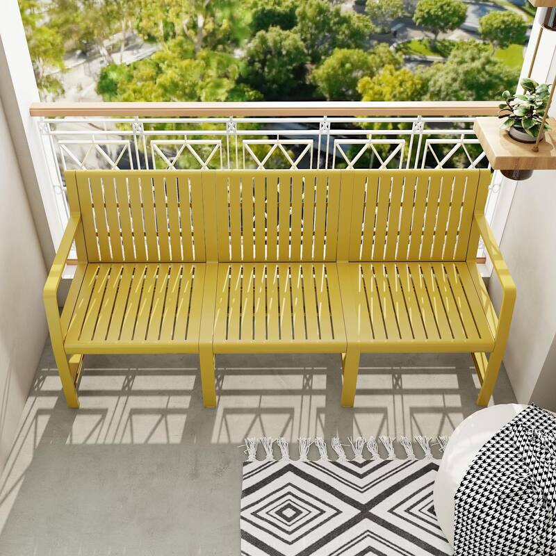 Space-Saving Patio Furniture Set with UV-Resistant Fabric - Yellow - 3-Seater Sofa